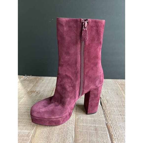 Stuart Weitzman Red/Burgundy Suede Platform Boots Size 9.5 - Picture 8 of 8